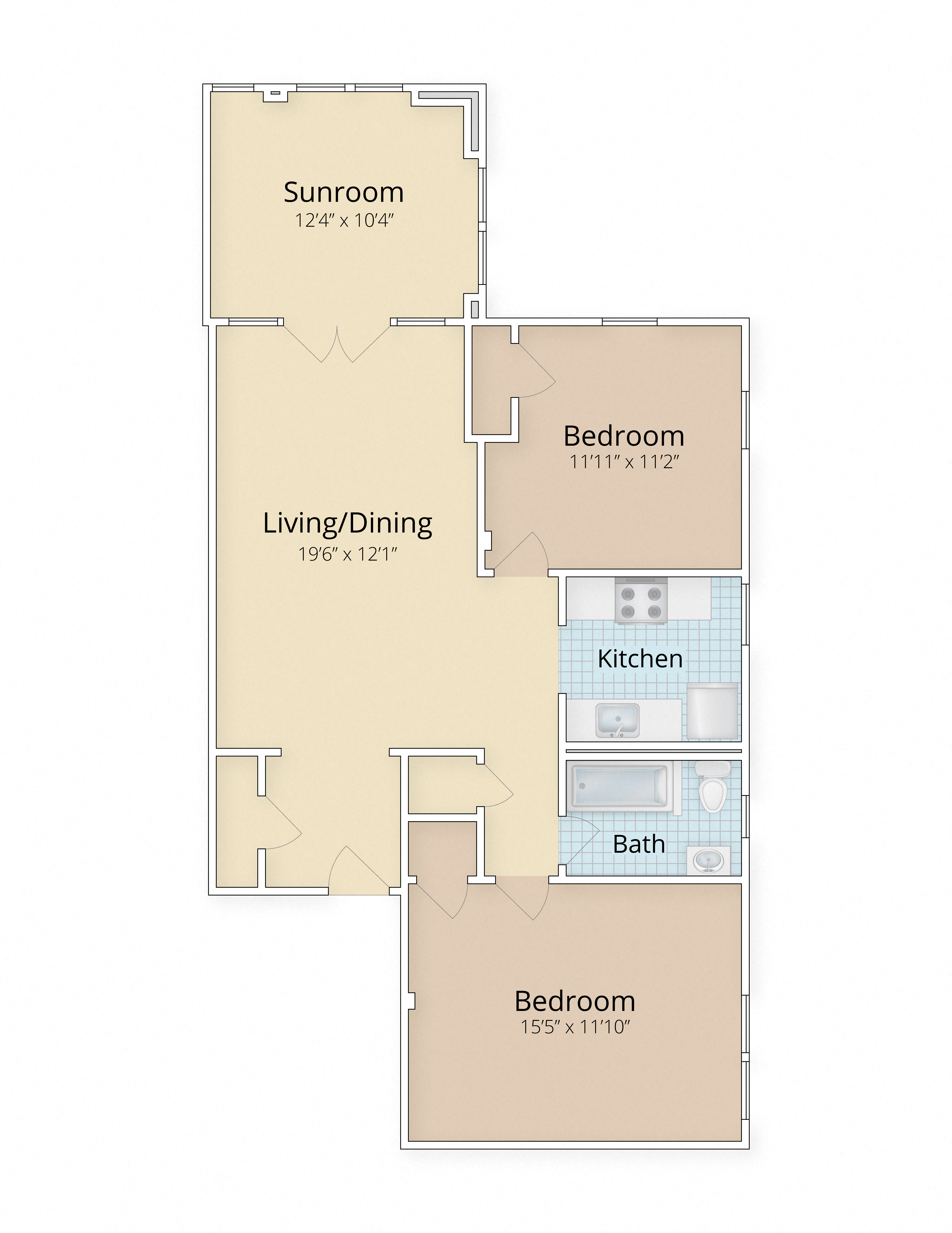 Kew Gardens apartments Georgetown Washington DC large two bedroom floor plan